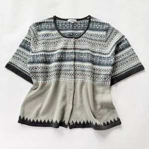 Dressbarn Women's Large Fair Isle Short Sleeve Cardigan